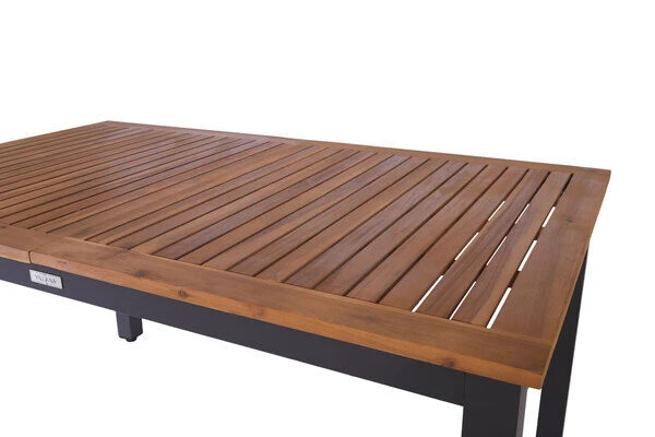 VILLANA Esstischgarnitur, Anthrazit/grau, Alu/ FSC-Akazienholz, Ausziehtisch 150/200 Cm, 6 Stapelstühle 15 VILLANA Esstischgarnitur, Anthrazit/grau, Alu/ FSC-Akazienholz, Ausziehtisch 150/200 Cm, 6 Stapelstühle – Bild 15