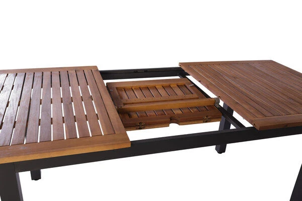 VILLANA Esstischgarnitur, Anthrazit/grau, Alu/ FSC-Akazienholz, Ausziehtisch 150/200 Cm, 6 Stapelstühle 14 VILLANA Esstischgarnitur, Anthrazit/grau, Alu/ FSC-Akazienholz, Ausziehtisch 150/200 Cm, 6 Stapelstühle – Bild 14