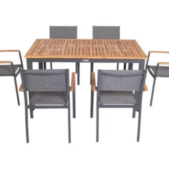 VILLANA Esstischgarnitur, Anthrazit/grau, Alu/ FSC-Akazienholz, Ausziehtisch 150/200 Cm, 6 Stapelstühle 28 VILLANA Esstischgarnitur, Anthrazit/grau, Alu/ FSC-Akazienholz, Ausziehtisch 150/200 Cm, 6 Stapelstühle -Günstiges Garten Perle Geschäft 23910 16.jpg