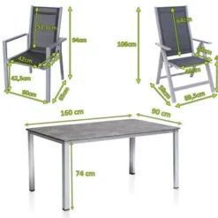 KETTLER Cubic Esstischgarnitur, Silber/anthrazit/grau, Alu/Textilene, Tisch 160x90 Cm, 4 Stapelsessel, 2 Multipo 13 KETTLER Cubic Esstischgarnitur, Silber/anthrazit/grau, Alu/Textilene, Tisch 160x90 Cm, 4 Stapelsessel, 2 Multipo -Günstiges Garten Perle Geschäft 28710 5.jpg