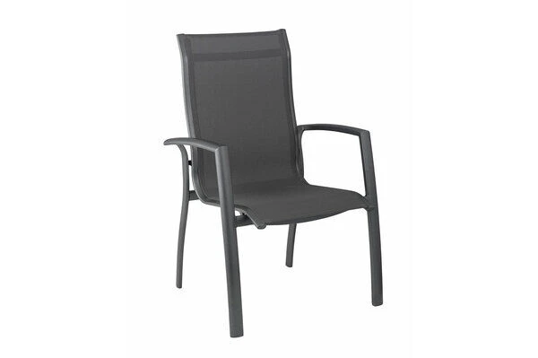 KETTLER Cubic/Legato Esstischgarnitur, Anthrazit, Alu/Kettalit/Textilene, 160x90 Cm, 4 Stapelsessel 2 KETTLER Cubic/Legato Esstischgarnitur, Anthrazit, Alu/Kettalit/Textilene, 160x90 Cm, 4 Stapelsessel – Bild 2