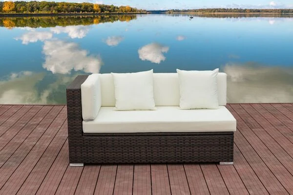OUTFLEXX 2-Sitzer Ecksofa, Braun Marmoriert, Polyrattan, 145 X 85 X 70 Cm, Wasserfeste Kissenbox, Armlehne Re. 2 OUTFLEXX 2-Sitzer Ecksofa, Braun Marmoriert, Polyrattan, 145 X 85 X 70 Cm, Wasserfeste Kissenbox, Armlehne Re. – Bild 2