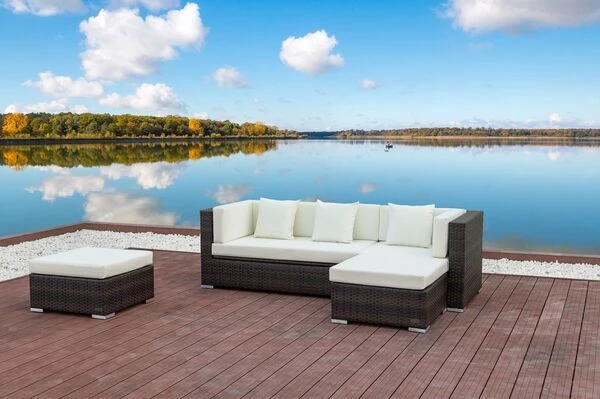 OUTFLEXX Loungemöbel-Set, Braun Marmoriert, 5 Pers, Polyrattan, Wasserfeste Kissenbox 6 OUTFLEXX Loungemöbel-Set, Braun Marmoriert, 5 Pers, Polyrattan, Wasserfeste Kissenbox – Bild 6