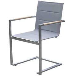 OUTFLEXX Esstischgarnitur, Edelstahl / FSC-Teak, Tisch 200 X 100 Cm, 6 Freischwinger Padded, Silber -Günstiges Garten Perle Geschäft 2 17301.jpg