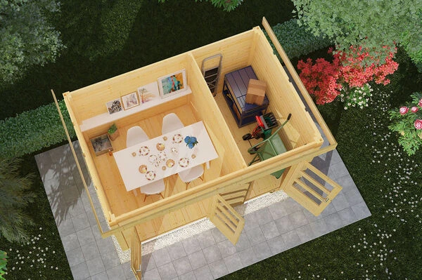 KARIBU Gartenhaus Schönbuch, Fichtenholz 38 Mm, Naturbelassen 2 KARIBU Gartenhaus Schönbuch, Fichtenholz 38 Mm, Naturbelassen – Bild 2