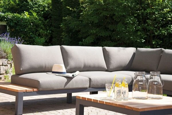 SONNENPARTNER Equila Loungegruppe, Anthrazit, Alu/Teakholz, 5 Personen, Inkl. Polster 2 SONNENPARTNER Equila Loungegruppe, Anthrazit, Alu/Teakholz, 5 Personen, Inkl. Polster – Bild 2