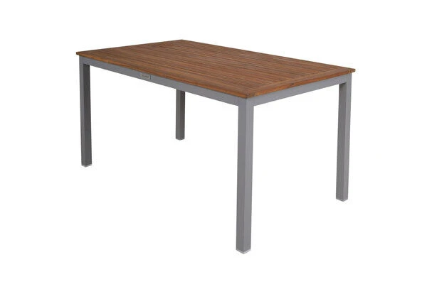 VILLANA Esstischset, Silber/schwarz, Alu/FSC-Akazie, Gartentisch 150 X 90 Cm, 2 Relaxsessel, 4 Stapelsessel 2 VILLANA Esstischset, Silber/schwarz, Alu/FSC-Akazie, Gartentisch 150 X 90 Cm, 2 Relaxsessel, 4 Stapelsessel – Bild 2