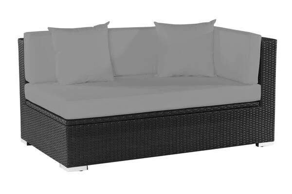 OUTFLEXX 2-Sitzer Ecksofa, Schwarz, Polyrattan, 145x85x70cm, Armlehne Links, Wasserfeste Kissenbox 2 OUTFLEXX 2-Sitzer Ecksofa, Schwarz, Polyrattan, 145x85x70cm, Armlehne Links, Wasserfeste Kissenbox – Bild 2