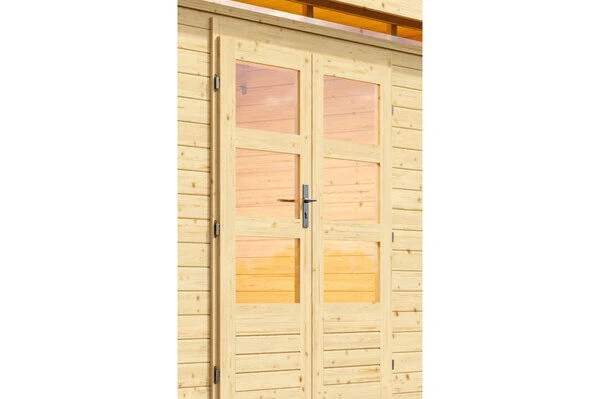 KARIBU Gartenhaus Kastorf 7, Naturbelassen, Fichtenholz 28mm, 396 X 244 X 222 Cm, Flachdach, Inkl. Oberlicht 3 KARIBU Gartenhaus Kastorf 7, Naturbelassen, Fichtenholz 28mm, 396 X 244 X 222 Cm, Flachdach, Inkl. Oberlicht – Bild 3