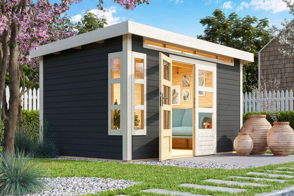 KARIBU Gartenhaus Kastorf 7, Terragrau, Fichtenholz 28mm, 396 X 244 X 222 Cm, Flachdach, Inkl. Oberlicht 1 KARIBU Gartenhaus Kastorf 7, Terragrau, Fichtenholz 28mm, 396 X 244 X 222 Cm, Flachdach, Inkl. Oberlicht