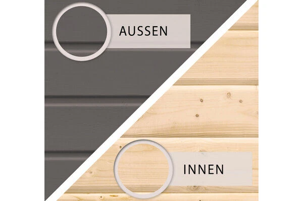 KARIBU Gartenhaus Theres 7, Terragrau, Fichtenholz 28mm, 337 X 304 X 250 Cm, Satteldach, Massivholzdach 4 KARIBU Gartenhaus Theres 7, Terragrau, Fichtenholz 28mm, 337 X 304 X 250 Cm, Satteldach, Massivholzdach – Bild 4