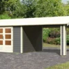 KARIBU Gartenhaus Theres 7, Terragrau, Fichtenholz 28mm, 648 X 304 X 250 Cm, Satteldach, Inkl. Dachausbauelement