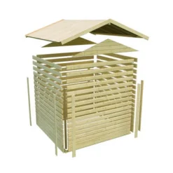 KARIBU Gartenhaus Theres 7, Naturbelassen, Fichtenholz 28mm, 947 X 304 X 250 Cm, Satteldach, 2 Dachausbauelemente -Günstiges Garten Perle Geschäft 30472 3 10.jpg