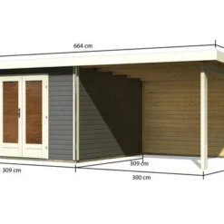 KARIBU Gartenhaus Radeburg 1, Terragrau, Fichtenholz 40mm, 664 X 309 X 229,5 Cm, Pultdach, Anbau 3,3m Mit Rückwand 14 KARIBU Gartenhaus Radeburg 1, Terragrau, Fichtenholz 40mm, 664 X 309 X 229,5 Cm, Pultdach, Anbau 3,3m Mit Rückwand -Günstiges Garten Perle Geschäft 30475 2 05.jpg