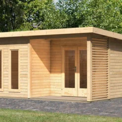 KARIBU Terrassenhaus Radeburg 5, Naturbelassen, Fichtenholz 38mm, 560 X 368 X 254 Cm, Flachdach 13 KARIBU Terrassenhaus Radeburg 5, Naturbelassen, Fichtenholz 38mm, 560 X 368 X 254 Cm, Flachdach -Günstiges Garten Perle Geschäft 30482 1 02.jpg