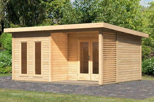 KARIBU Terrassenhaus Radeburg 5, Naturbelassen, Fichtenholz 38mm, 560 X 368 X 254 Cm, Flachdach 2 KARIBU Terrassenhaus Radeburg 5, Naturbelassen, Fichtenholz 38mm, 560 X 368 X 254 Cm, Flachdach – Bild 2