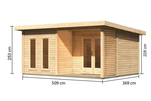 KARIBU Terrassenhaus Radeburg 5, Naturbelassen, Fichtenholz 38mm, 560 X 368 X 254 Cm, Flachdach 5 KARIBU Terrassenhaus Radeburg 5, Naturbelassen, Fichtenholz 38mm, 560 X 368 X 254 Cm, Flachdach – Bild 5