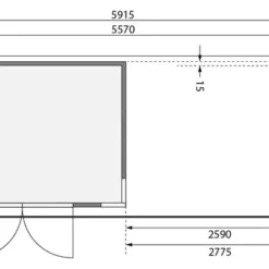 KARIBU Gartenhaus Kerko 5, Terragrau, Fichtenholz 19mm, 591,5 X 246 X 210 Cm, Flachdach, Anbau 2,8m -Günstiges Garten Perle Geschäft 30546 2 06.jpg