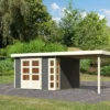 KARIBU Gartenhaus Kerko 6, Terragrau, Fichtenholz 19mm, 334 X 306 X 216 Cm, Flachdach, Anbau 2,8m