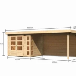 KARIBU Gartenhaus Kerko 3, Naturbelassen, Fichtenholz 19mm, 528,5 X 217 X 211 Cm, Flachdach, Anbau 2,8m Mit Rückwand 14 KARIBU Gartenhaus Kerko 3, Naturbelassen, Fichtenholz 19mm, 528,5 X 217 X 211 Cm, Flachdach, Anbau 2,8m Mit Rückwand -Günstiges Garten Perle Geschäft 30547 1 05.jpg
