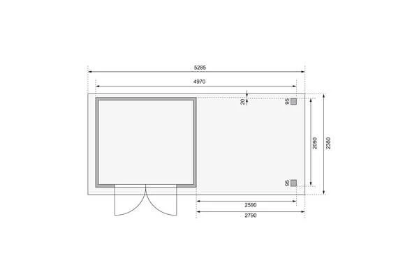 KARIBU Gartenhaus Kerko 3, Naturbelassen, Fichtenholz 19mm, 528,5 X 217 X 211 Cm, Flachdach, Anbau 2,8m Mit Rückwand 6 KARIBU Gartenhaus Kerko 3, Naturbelassen, Fichtenholz 19mm, 528,5 X 217 X 211 Cm, Flachdach, Anbau 2,8m Mit Rückwand – Bild 6