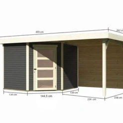 KARIBU Gartenhaus Schwandorf 5, Terragrau, Fichtenholz 19mm, 493 X 246 X 218 Cm, Flachdach, Anbau 2,4m Mit Rückwand 14 KARIBU Gartenhaus Schwandorf 5, Terragrau, Fichtenholz 19mm, 493 X 246 X 218 Cm, Flachdach, Anbau 2,4m Mit Rückwand -Günstiges Garten Perle Geschäft 30549 4 05.jpg