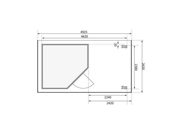 KARIBU Gartenhaus Schwandorf 5, Terragrau, Fichtenholz 19mm, 493 X 246 X 218 Cm, Flachdach, Anbau 2,4m Mit Rückwand 6 KARIBU Gartenhaus Schwandorf 5, Terragrau, Fichtenholz 19mm, 493 X 246 X 218 Cm, Flachdach, Anbau 2,4m Mit Rückwand – Bild 6