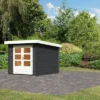 KARIBU Gartenhaus Bastrup 4, Anthrazit, Fichtenholz 28mm, 237 X 297 X 222 Cm, Pultdach, Eco Doppelflügeltür