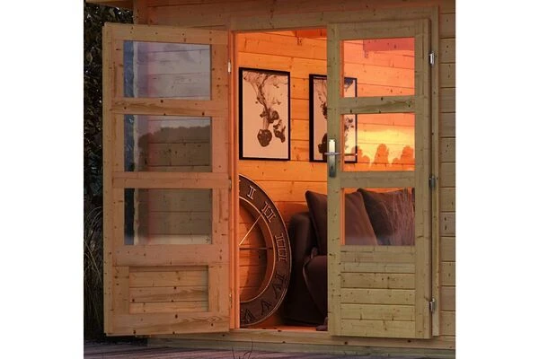 KARIBU Gartenhaus Bastrup 7, Naturbelassen, Fichtenholz 28mm, 774,5 X 297 X 222 Cm, Pultdach, Anbau 4m Mit Rückwand 2 KARIBU Gartenhaus Bastrup 7, Naturbelassen, Fichtenholz 28mm, 774,5 X 297 X 222 Cm, Pultdach, Anbau 4m Mit Rückwand – Bild 2