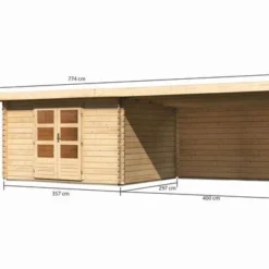 KARIBU Gartenhaus Bastrup 7, Naturbelassen, Fichtenholz 28mm, 774,5 X 297 X 222 Cm, Pultdach, Anbau 4m Mit Rückwand 14 KARIBU Gartenhaus Bastrup 7, Naturbelassen, Fichtenholz 28mm, 774,5 X 297 X 222 Cm, Pultdach, Anbau 4m Mit Rückwand -Günstiges Garten Perle Geschäft 30568 3 05.jpg