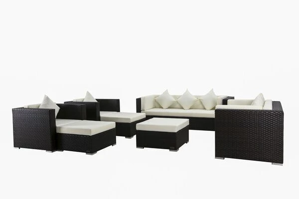 OUTFLEXX Loungemöbel-Set, Braun, Polyrattan, Für 9 Personen, Inkl. Kaffeetisch, Wasserfeste Kissenbox 3 OUTFLEXX Loungemöbel-Set, Braun, Polyrattan, Für 9 Personen, Inkl. Kaffeetisch, Wasserfeste Kissenbox – Bild 3
