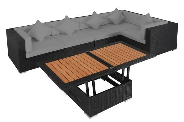 OUTFLEXX Loungemöbel-Set Polyrattan, Schwarz, Für 5 Personen, Inkl. Loungetisch, Wasserfeste Kissenbox 3 OUTFLEXX Loungemöbel-Set Polyrattan, Schwarz, Für 5 Personen, Inkl. Loungetisch, Wasserfeste Kissenbox – Bild 3