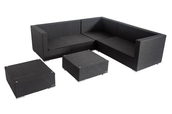 OUTFLEXX Loungemöbel-Set, Schwarz, Polyrattan, 6 Personen, Wasserfeste Kissenbox, Inkl. Kaffeetisch 3 OUTFLEXX Loungemöbel-Set, Schwarz, Polyrattan, 6 Personen, Wasserfeste Kissenbox, Inkl. Kaffeetisch – Bild 3