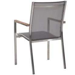 STERN Cardiff Esstischgruppe, Silber/silbergrau, Edelstahl/Teak, Tisch 150 X 80 Cm, 6 Stapelsessel -Günstiges Garten Perle Geschäft 3 19771.jpg