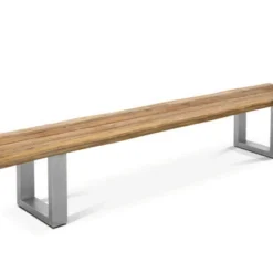 OUTFLEXX Bank, Natur, Edelstahl & Recycled FSC-Teak, 200x40x45cm, Baumkante