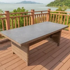 OUTFLEXX Dining Set, Hellbraun, Polyrattan, Tisch 220x100cm, Spraystone, 6mm, 6 Dining Sessel, Verstellbar -Günstiges Garten Perle Geschäft 3 20680.jpg