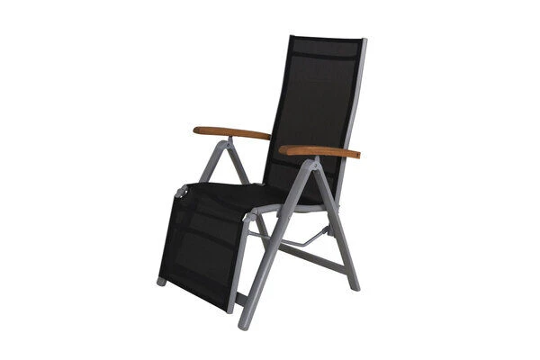 VILLANA Esstischset, Silber/schwarz, Alu/FSC-Akazie, Gartentisch 150 X 90 Cm, 2 Relaxsessel, 4 Stapelsessel 3 VILLANA Esstischset, Silber/schwarz, Alu/FSC-Akazie, Gartentisch 150 X 90 Cm, 2 Relaxsessel, 4 Stapelsessel – Bild 3