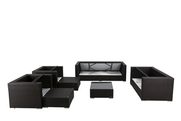 OUTFLEXX Loungemöbel-Set, Braun, Polyrattan, Für 9 Personen, Inkl. Kaffeetisch, Wasserfeste Kissenbox 4 OUTFLEXX Loungemöbel-Set, Braun, Polyrattan, Für 9 Personen, Inkl. Kaffeetisch, Wasserfeste Kissenbox – Bild 4