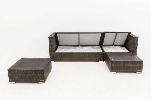 OUTFLEXX Loungemöbel-Set, Braun Marmoriert, 5 Pers, Polyrattan, Wasserfeste Kissenbox 8 OUTFLEXX Loungemöbel-Set, Braun Marmoriert, 5 Pers, Polyrattan, Wasserfeste Kissenbox – Bild 8