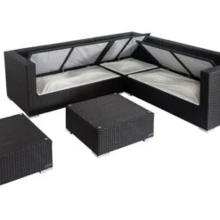 OUTFLEXX Loungemöbel-Set, Schwarz, Polyrattan, 6 Personen, Wasserfeste Kissenbox, Inkl. Kaffeetisch 14 OUTFLEXX Loungemöbel-Set, Schwarz, Polyrattan, 6 Personen, Wasserfeste Kissenbox, Inkl. Kaffeetisch -Günstiges Garten Perle Geschäft 4 18229 BOX B.jpg