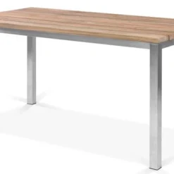 STERN Cardiff Esstischgruppe, Silber/silbergrau, Edelstahl/Teak, Tisch 150 X 80 Cm, 6 Stapelsessel -Günstiges Garten Perle Geschäft 4 19771.jpg