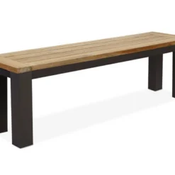 OUTFLEXX Oxford Bank, Dark Grey/natur, Alu/recycled FSC®-Teak, 150x40x45cm, Rustikal Gebürstet