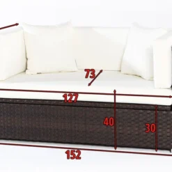 OUTFLEXX 2-Sitzer Sofa, Braun, Polyrattan, 152x85x70cm, Inkl. Polster, Wasserfeste Kissenbox 7 OUTFLEXX 2-Sitzer Sofa, Braun, Polyrattan, 152x85x70cm, Inkl. Polster, Wasserfeste Kissenbox -Günstiges Garten Perle Geschäft 4 2393 2 BOX.jpg
