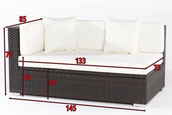 OUTFLEXX 2-Sitzer Ecksofa, Braun, Polyrattan, 145x85x70cm, Armlehne Re, Inkl. Kissen, Wasserfeste Kissenbox 4 OUTFLEXX 2-Sitzer Ecksofa, Braun, Polyrattan, 145x85x70cm, Armlehne Re, Inkl. Kissen, Wasserfeste Kissenbox – Bild 4
