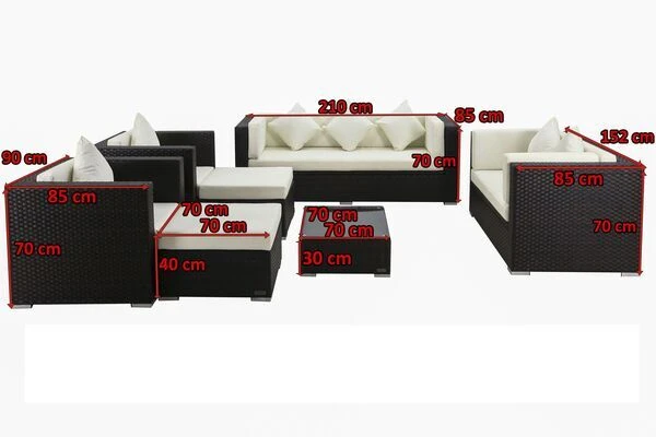OUTFLEXX Loungemöbel-Set, Braun, Polyrattan, Für 9 Personen, Inkl. Kaffeetisch, Wasserfeste Kissenbox 5 OUTFLEXX Loungemöbel-Set, Braun, Polyrattan, Für 9 Personen, Inkl. Kaffeetisch, Wasserfeste Kissenbox – Bild 5