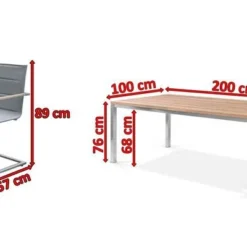 OUTFLEXX Esstischgarnitur, Edelstahl / FSC-Teak, Tisch 200 X 100 Cm, 6 Freischwinger Padded, Taupe 12 OUTFLEXX Esstischgarnitur, Edelstahl / FSC-Teak, Tisch 200 X 100 Cm, 6 Freischwinger Padded, Taupe -Günstiges Garten Perle Geschäft 5 17302.jpg