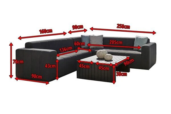 OUTFLEXX Bite Loungeset, Sooty, Alu/Sunbrella, 5 Personen, 2 Kaffeetische, Je 90 X 45 X 35 Cm 5 OUTFLEXX Bite Loungeset, Sooty, Alu/Sunbrella, 5 Personen, 2 Kaffeetische, Je 90 X 45 X 35 Cm – Bild 5