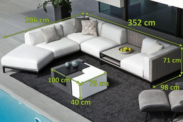 OUTFLEXX Jewel Loungeset, Marble, Alu/Sunbrella, 5-6 Pers., Eingebauter Tisch Mit Keramikplatte 5 OUTFLEXX Jewel Loungeset, Marble, Alu/Sunbrella, 5-6 Pers., Eingebauter Tisch Mit Keramikplatte – Bild 5