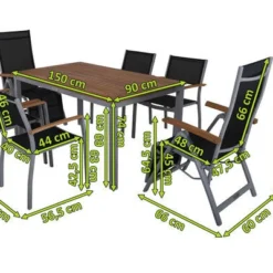 VILLANA Esstischset, Silber/schwarz, Alu/FSC-Akazie, Gartentisch 150 X 90 Cm, 2 Relaxsessel, 4 Stapelsessel 10 VILLANA Esstischset, Silber/schwarz, Alu/FSC-Akazie, Gartentisch 150 X 90 Cm, 2 Relaxsessel, 4 Stapelsessel -Günstiges Garten Perle Geschäft 5 21286.jpg