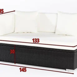 OUTFLEXX 2-Sitzer Ecksofa, Schwarz, Polyrattan, 145x85x70cm, Armlehne Rechts, Wasserfeste Kissenbox 9 OUTFLEXX 2-Sitzer Ecksofa, Schwarz, Polyrattan, 145x85x70cm, Armlehne Rechts, Wasserfeste Kissenbox -Günstiges Garten Perle Geschäft 5 2392 4 BOX.jpg